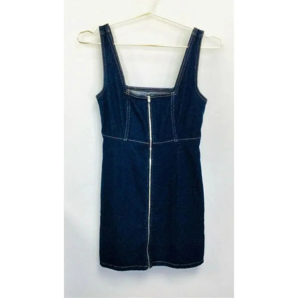 BDG Urban Outfitters Blue Square Neck Sleeveless Denim Mini Dress Womens Size 2